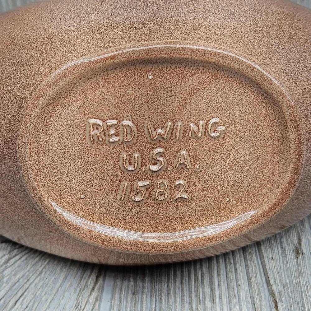 Red Wing USA 1582 Mid Century Modern Asymmetrical Wave Planter Copper Speckle